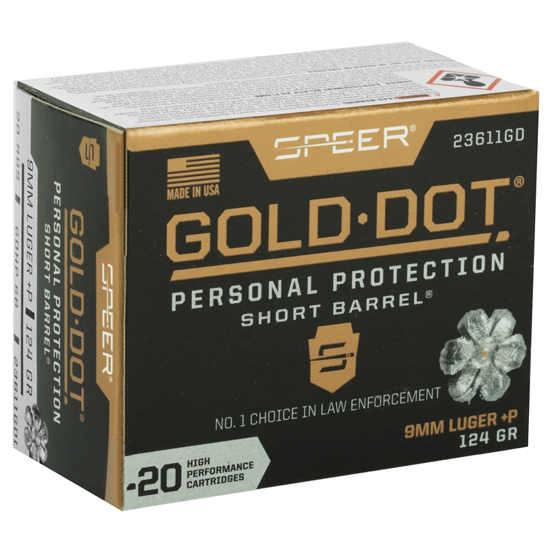 23611GD - Speer Gold Dot 9mm +P 124gr JHP (20ct)