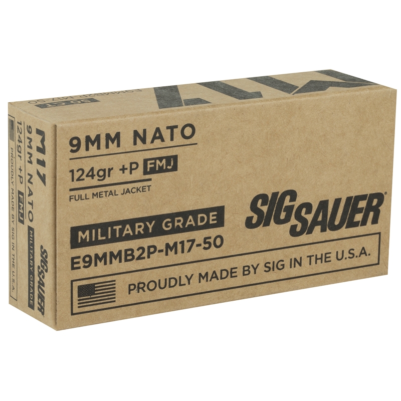 Sig Sauer Elite M17 Military Grade 9mm 124gr FMJ +P Elite Ball (50ct)